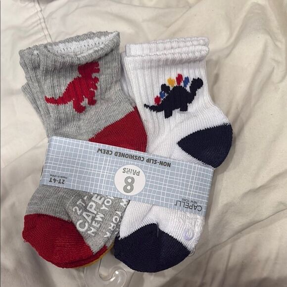 Capelli Non Slip Cushioned Crew Dinosaur Socks Size 2T-4T - Picture 1 of 3
